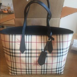 Reversible lavenby leather high quality plaid tote